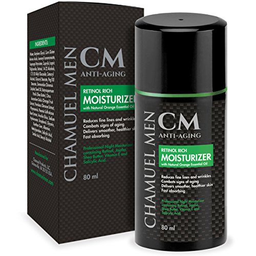 Chamuel Men Anti-Aging Daily Facial Moisturizer with 2.5% Retinol. Reduce Face & Eye Wrinkles, Restore and Maintain a Youthful Appearance while You Sleep. Nutrient Rich Formula. Guaranteed Results!