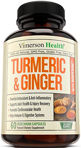 Turmeric Curcumin with Ginger & Bioperine – Best Vegan Joint Pain Relief, Anti-Inflammatory, Antioxidant & Anti-Aging Supplement with 10mg of Black Pepper for Better Absorption. 100% Natural Non-GMO